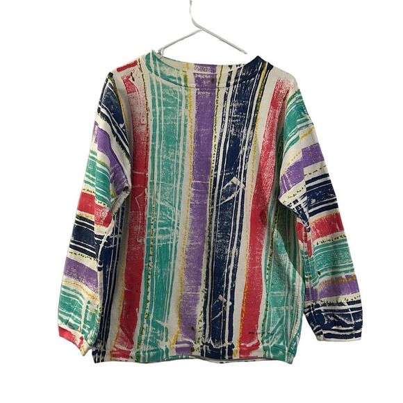 Cherokee Size Small (SM) Y2K Striped Crew Neck Sweatshirt - Picture 1 of 7